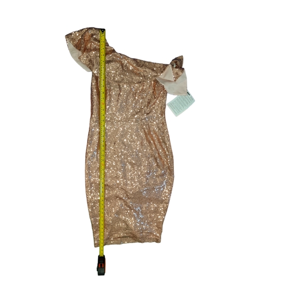 Brand New Bloomingdale's Rachel Zoe One Shoulder Ruffle Sequin Pink Dress Size 6 - Picture 10 of 16